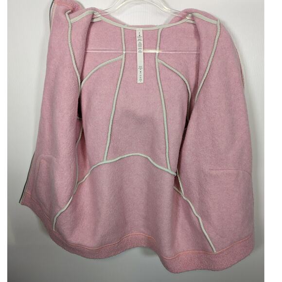 Lululemon So Sherpa Hooded Zip Jacket Heathered Pink Haze Size 8 Cozy Fleece - Picture 9 of 10
